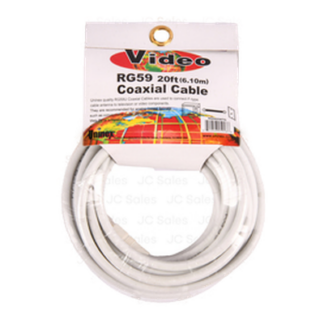 Uninex Rg59 Video Cable 20Ft White
