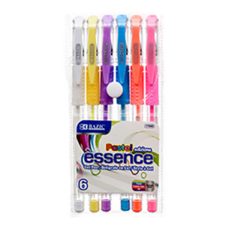 Bazic Essence Zel Pen W/ Cushion Grip 6 Pastel Color