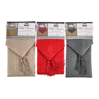 Fabric Basket Weave Table Runner Asst 12X72"