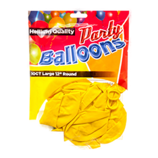 Balloon Standard Yellow 12" 10Ct