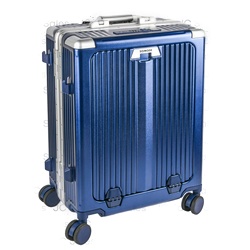 Luggage 20" Navy Metal W/ Cup Holder & Lock