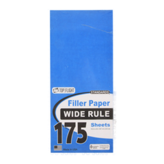 Filler Paper 175Ct Wide Rule Top Flight