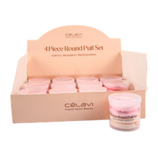 4Pc Round Puff Set W/ Display