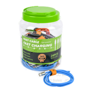 Charging Cable Usb-Iphone Fast Charge Asst Clr In Jar