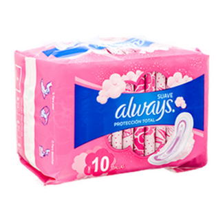 Always Maxi Pad Suave W/Wings 10 Ct