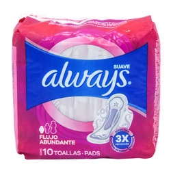 Always Maxi Pad Suave W/Wings 10 Ct