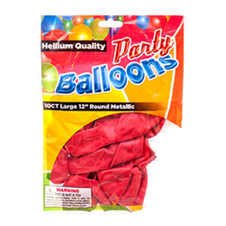 Balloon Metallic Red 12" 10Ct