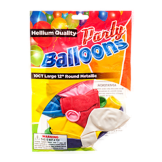 Balloon Metallic 12" 10Ct Asst Clr