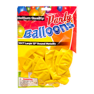 Balloon Metallic Yellow 12" 10Ct