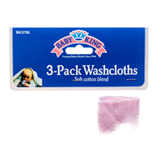 Baby Washcloth 3Pk Asst Clr #Bk378