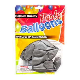 Balloon Metallic Silver 12" 10Ct