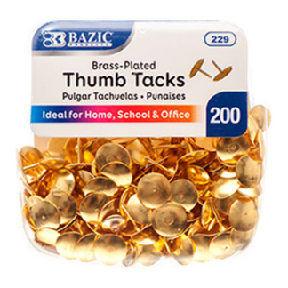 Bazic Thumb Tack 200Pc Brass #229