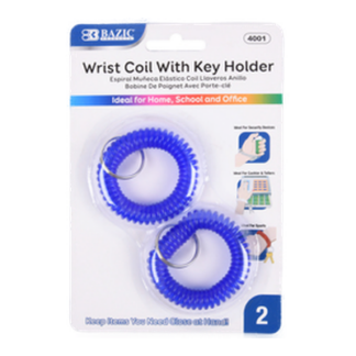 Bazic Wrist Coil 2Pc W/Key Holder 6 Asst Clr #4001