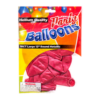 Balloon Metallic Hot Pink 12" 10Ct