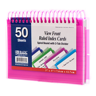 Bazic Index Card 3X5 50Ct View Poly Spiral Bound