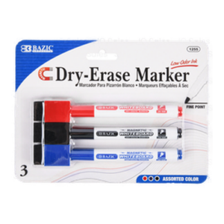 Bazic Marker 3Pc Whiteboard Asst Color Magnetic