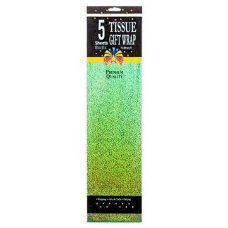 Tissue Wrap 5 Sheet Hologram Green Clr #S1415