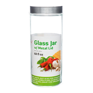 Glass Jar 68Oz W/ Metal Lid Clear #5364-8