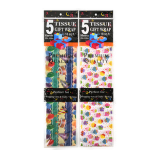 Tissue Gift Wrap 5 Sheets Party Asst Design