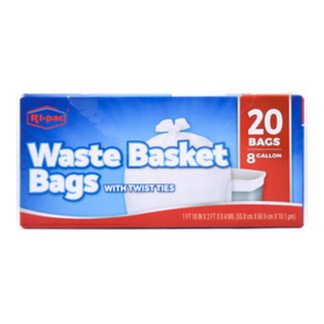 Trash Bag Waste Basket White 8 Gal 20Ct