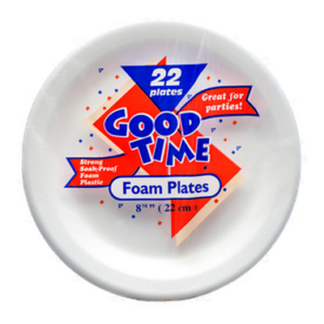 Good Time Foam Plate Round 8.75" White 22 Ct