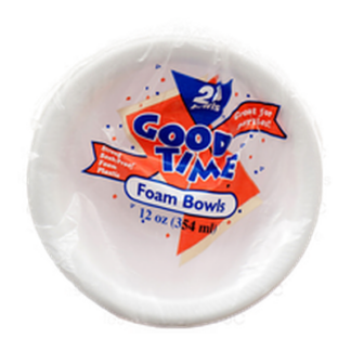Good Time Foam Bowl Round 6" 12 Oz White 20 Ct