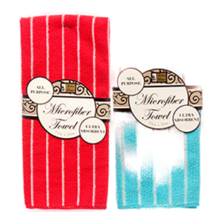 Kitchen Towel Microfiber W/Stripe Asst #4012