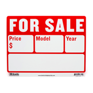 Bazic Sign "For Sale" 9 X 12" 2 Lines