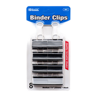Bazic Binder Clips 8Pc Md Blk Color #261
