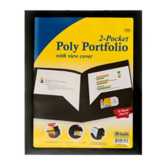 Bazic Porfolio 2 Pocket W/ View Cover 2 Asst Clr #3157