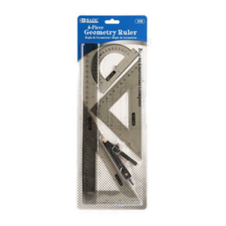 Bazic Geometry Set 4 Pc Ruler W/ Compass