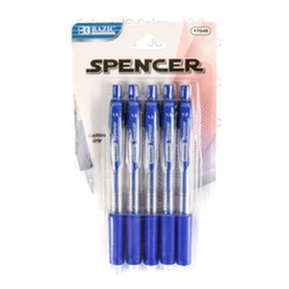 Bazic Pen Retractable 5Pc Bule Ink #17048