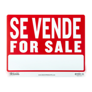 Bazic Sign "Se Vende For Sale" 12 X 16"