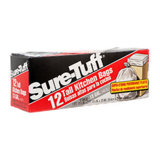 Sure-Tuff Trash Bag White 13 Gal 12 Ct