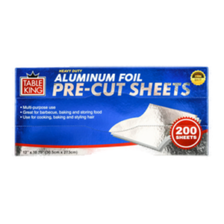 Table King Aluminum Foil Pre-Cut Sheets 200Ct Ultra Duty