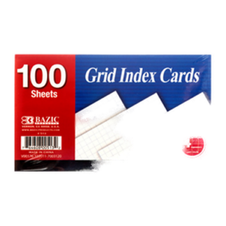 Bazic Index Card Grid 100Ct 3 X 5" #513