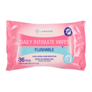 Clarisse Intimate Cleansing Flushable Wipes 36 Ct