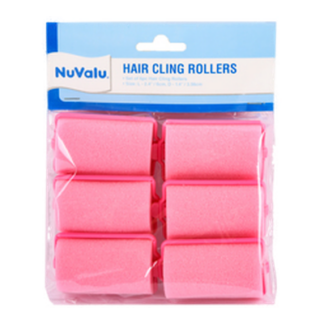 Nuvalu Hair Foam Roller "Lg" 2.4" X 1.4" 6Pc Pink