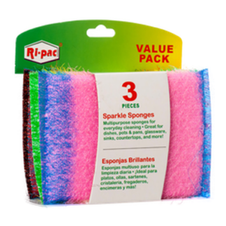 Ri-Pac Sparkle Sponges 3 Pk Stripes Assorted Color