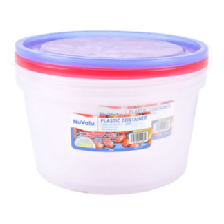 Nuvalu Plastic Container Round 135Oz W/Asst Lid Clrs