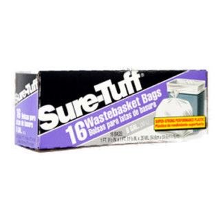 Sure-Tuff Trash Bag White 8 Gallon 16 Ct