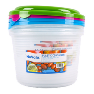 Nuvalu Plastic Container Round 118Oz W/Asst Lid Colors
