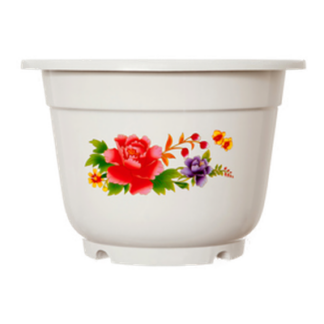 Planter Rd 11.5"X8.5" White W/Flower Print