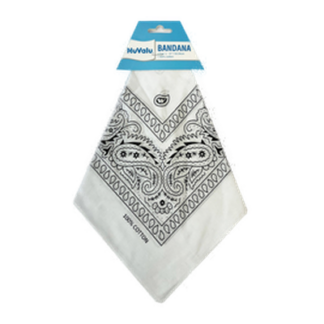 Nuvalu Bandana White 100% Cotton 21 X 21"