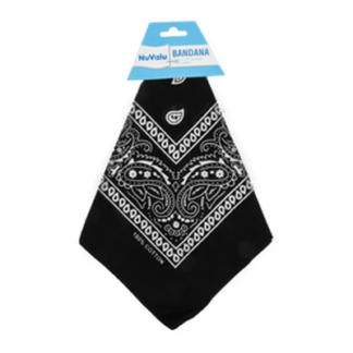 Nuvalu Bandana Black 100% Cotton 21 X 21"