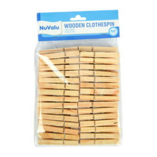 Nuvalu Clothespin 60Ct Wood