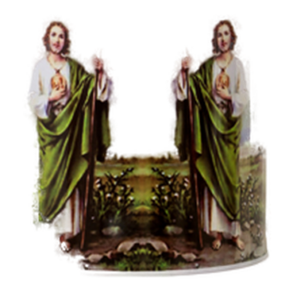 Coin Bank Tin Religious San Judas 5.3" X 5.8" #23341