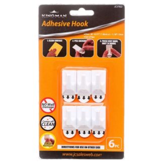 Kingman Adhesive Hook 6Pc Med