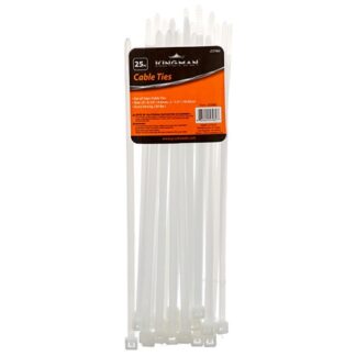 Kingman Cable Ties 0.19"  X 7.5" White 25Pcs