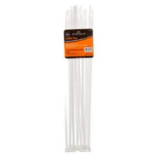 Kingman Cable Ties 0.19"  X 12" White 15Pcs